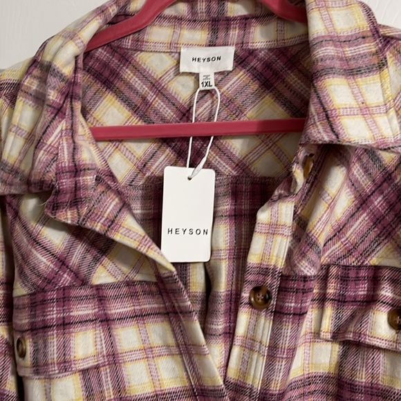 NWT Boutique Purchased pink plaid Shacket with pockets - Picture 2 of 4